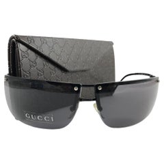 New Vintage Gucci 2653/S Black Half Frame Sunglasses 1990's Italy Y2K