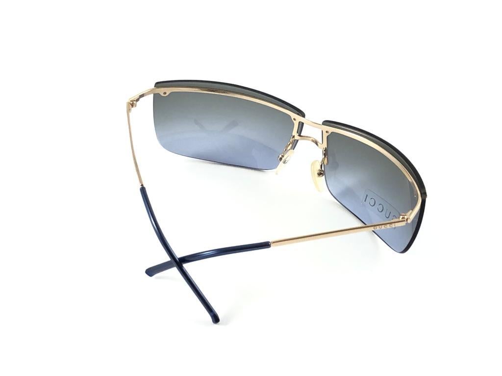 New Vintage Gucci 2653/S Gold Half Frame Sunglasses 1990's Made in Italy Y2K For Sale 5