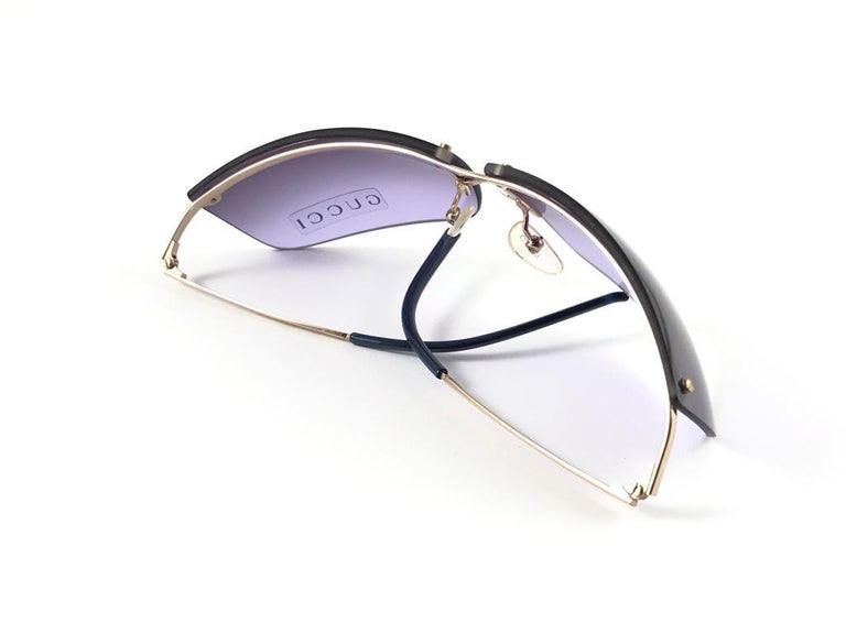 New Vintage Gucci 2653/S Gold Half Frame Sunglasses 1990's