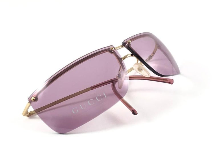 New Vintage Gucci 2653/S Gold Half Frame Sunglasses 1990's