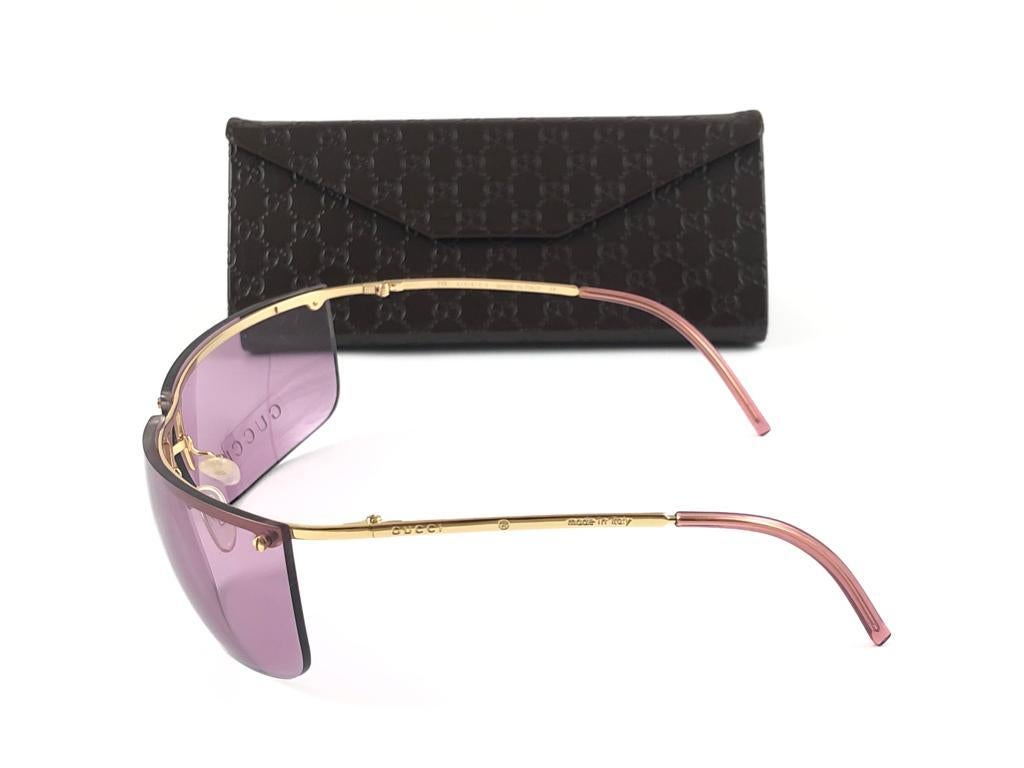 Gucci - Lunettes de soleil vintage à demi-cadre dorée Y2K, Italie, années 1990, état neuf Neuf - En vente à Baleares, Baleares