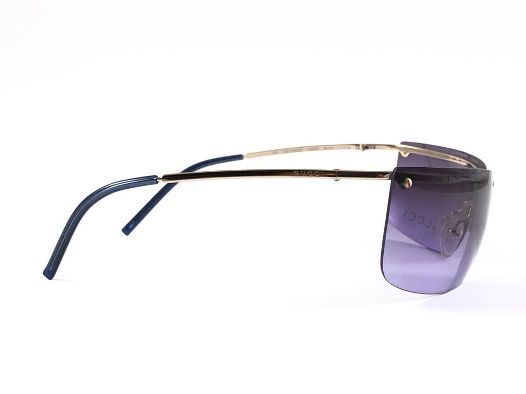 Gray New Vintage Gucci 2653/S Gold Half Frame Sunglasses 1990's Made in Italy Y2K For Sale