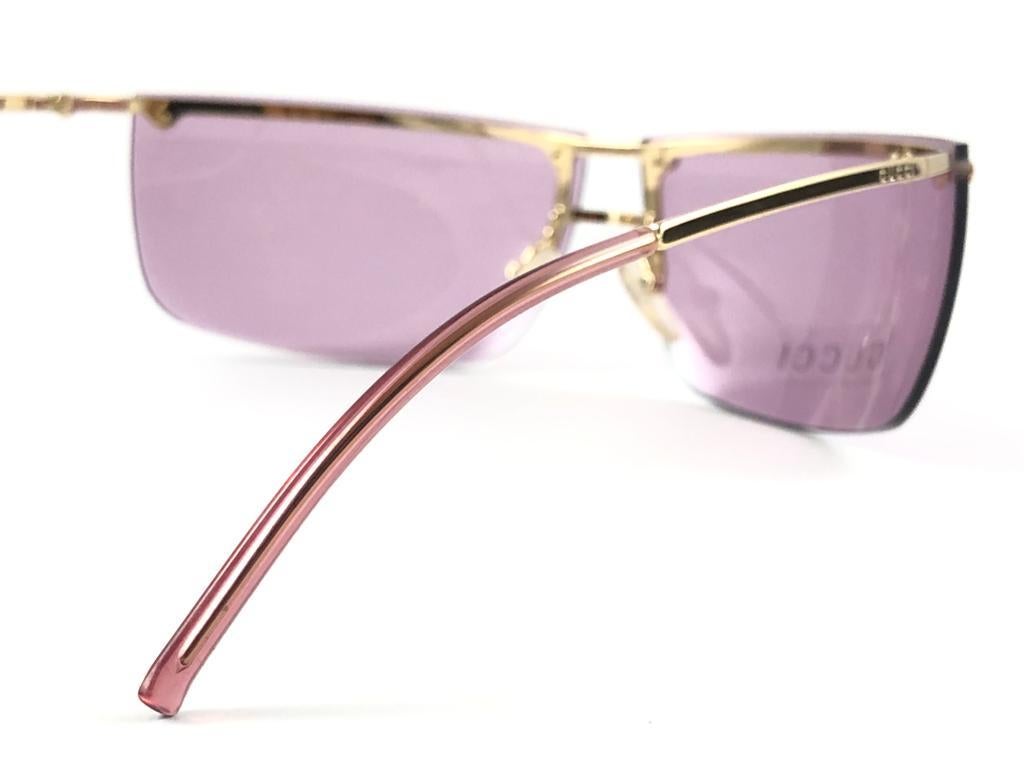New Vintage Gucci 2653/S Gold Half Frame Sunglasses 1990's Italy Y2K In New Condition For Sale In Baleares, Baleares