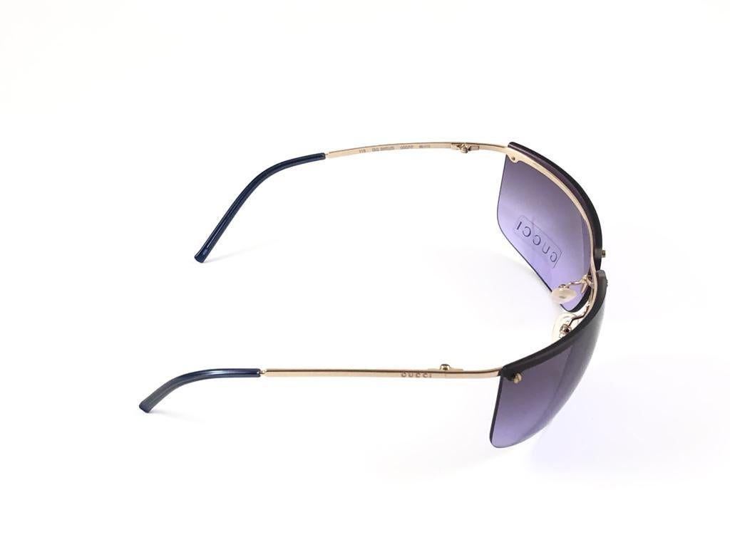 New Vintage Gucci 2653/S Gold Half Frame Sunglasses 1990's Made in Italy Y2K In New Condition For Sale In Baleares, Baleares