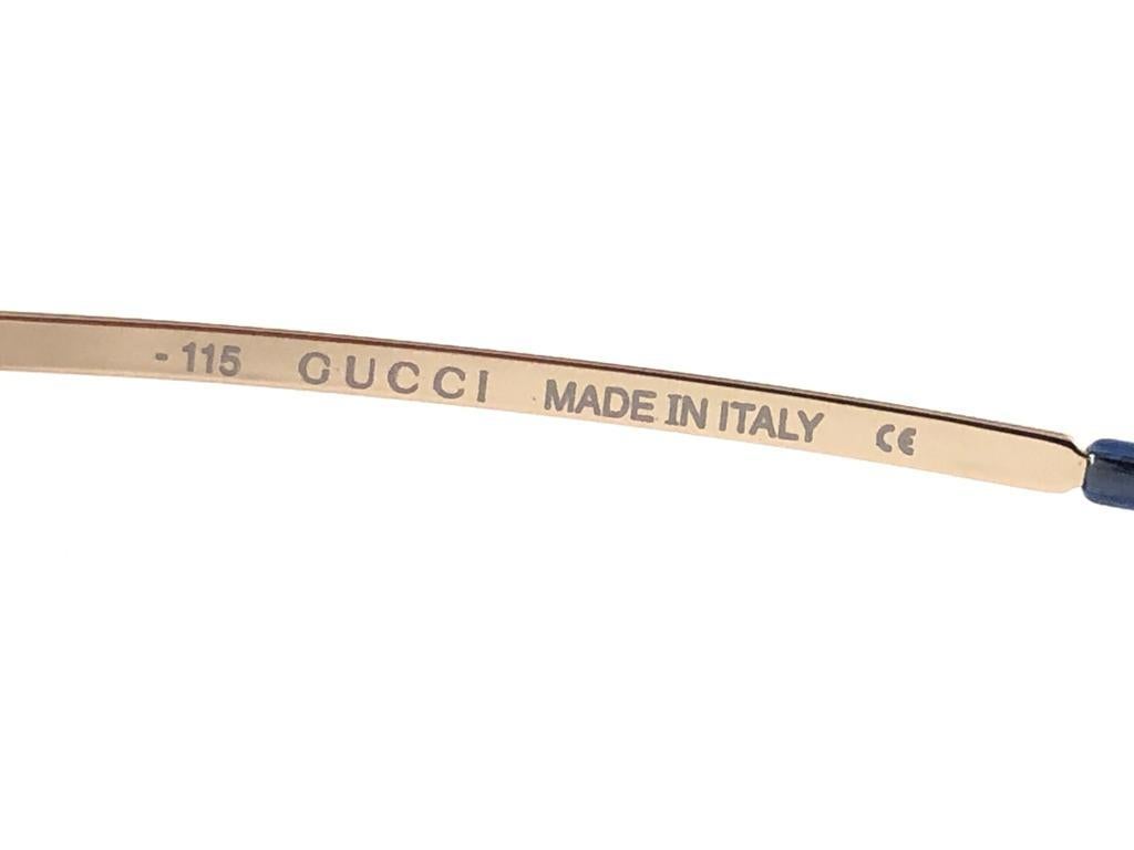 Neu Vintage Gucci 2653/S Gold-Sonnenbrille mit halber Rahmen 1990er Jahre Hergestellt in Italien Y2K im Angebot 3