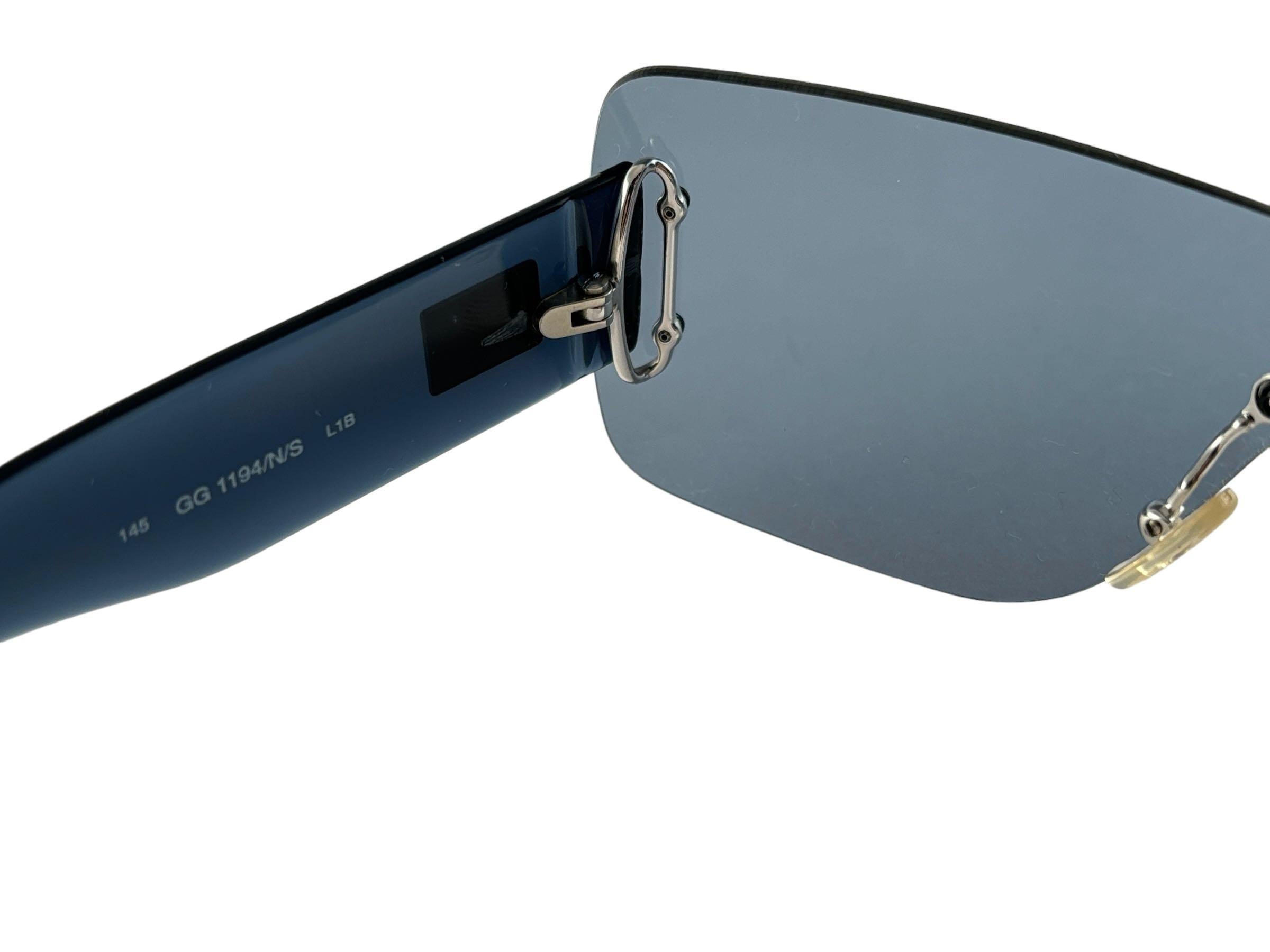 New Vintage Gucci GG 1194/N/S Blue Screen Sunglasses 1990's Made in Italy Y2K en vente 2