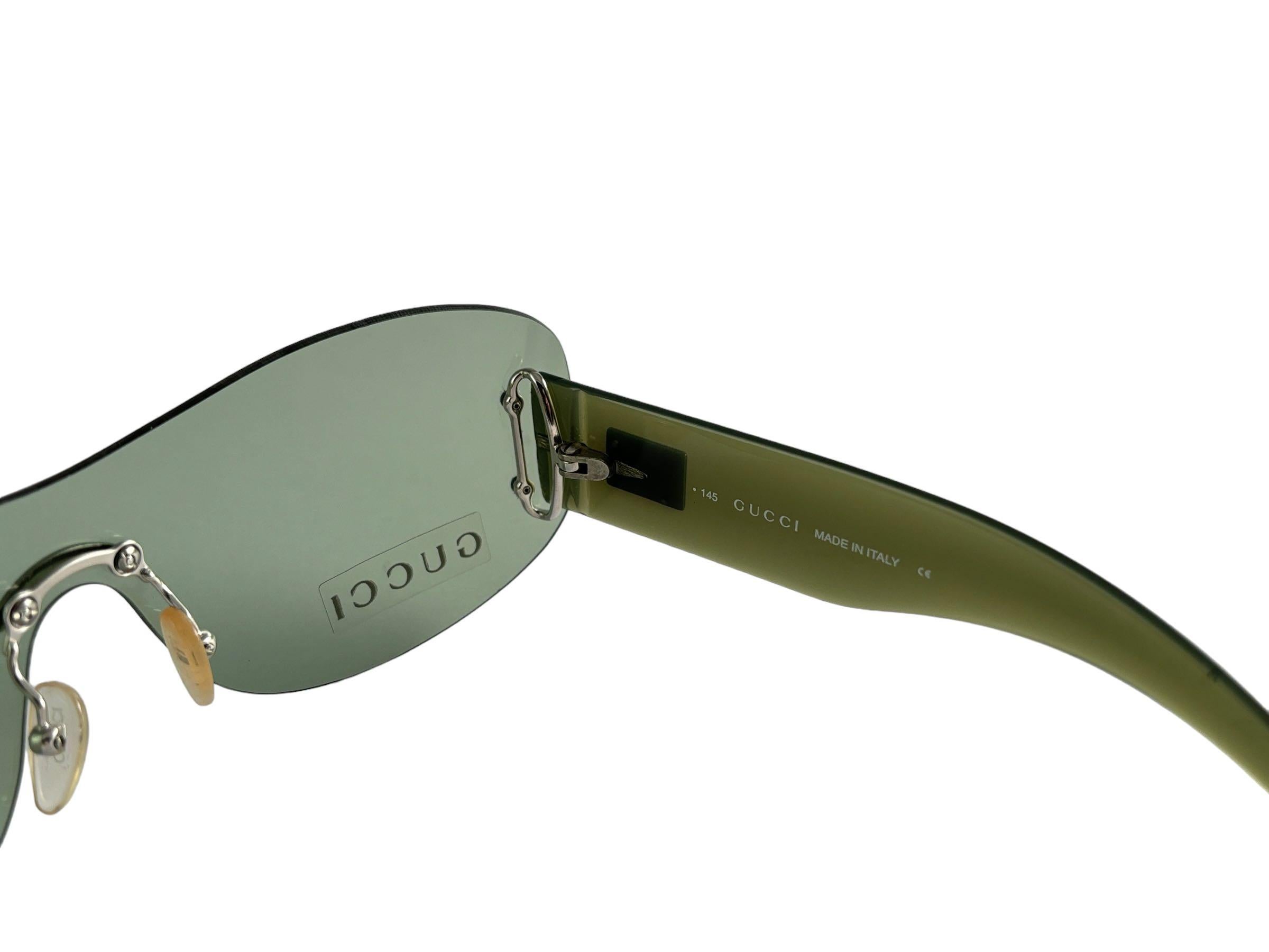 Nuevo Gafas de sol vintage Gucci GG 2448 pantalla verde años 90 Made in Italy Y2K 3