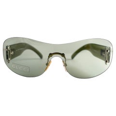 Nuevo Gafas de sol vintage Gucci GG 2448 pantalla verde años 90 Made in Italy Y2K