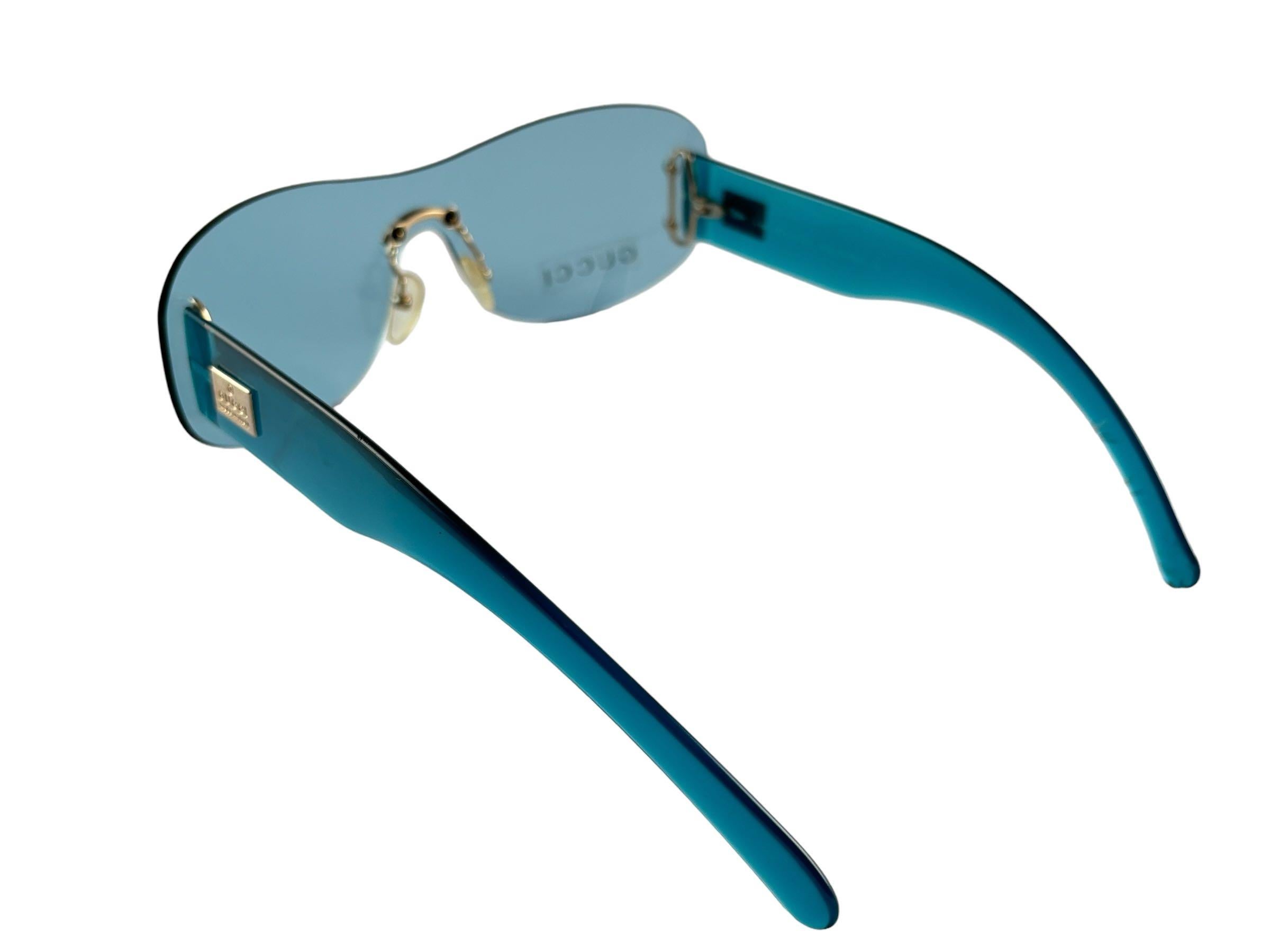 New Vintage Gucci GG 2448 Turquoise Screen Sunglasses 1990's Made in Italy Y2K For Sale 5