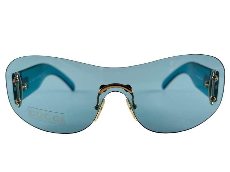 New Vintage Gucci GG 2448 Turquoise Screen Sunglasses 1990's Made