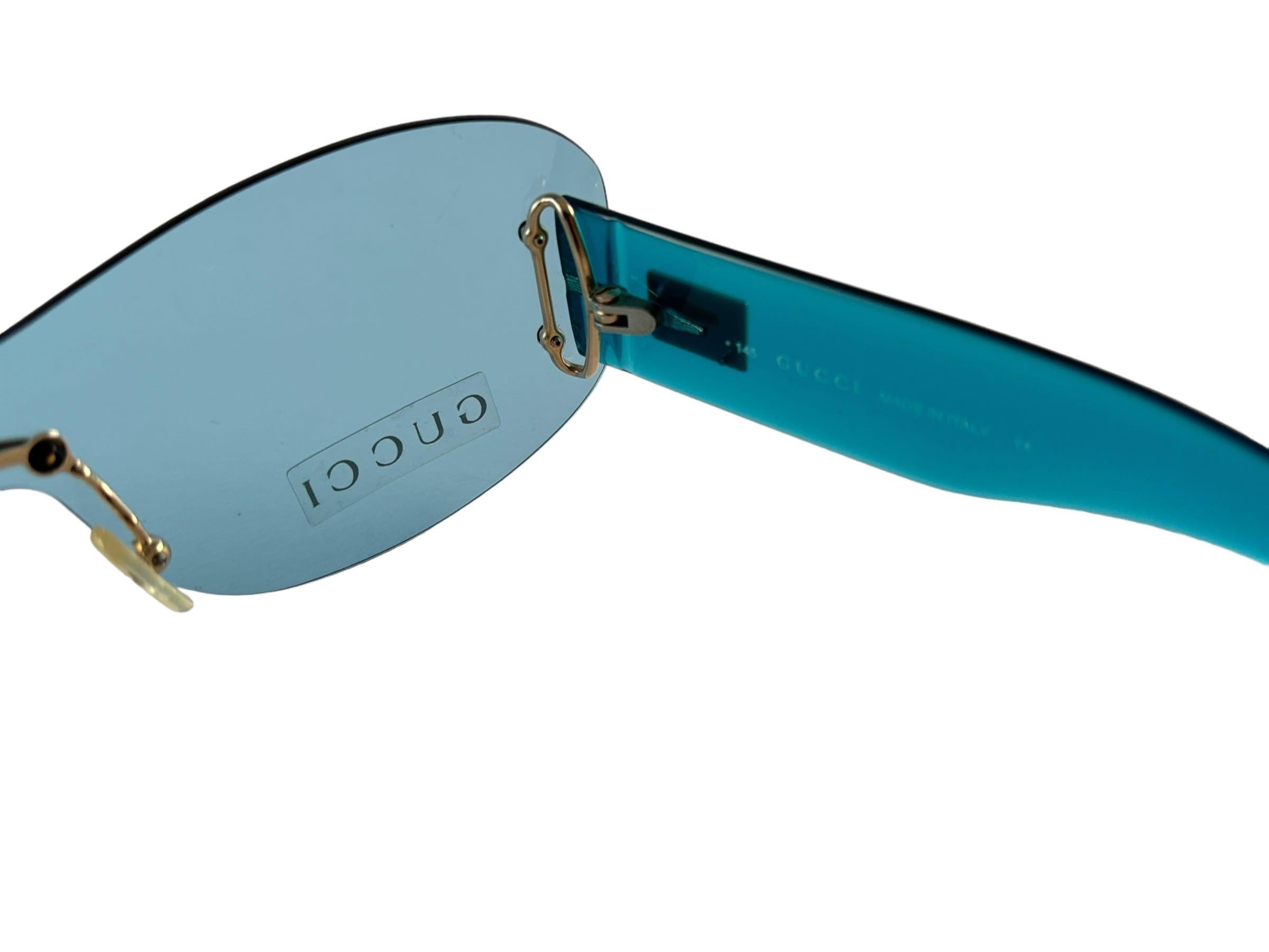 New Vintage Gucci GG 2448 Turquoise Screen Sunglasses 1990's Made in Italy Y2K For Sale 3