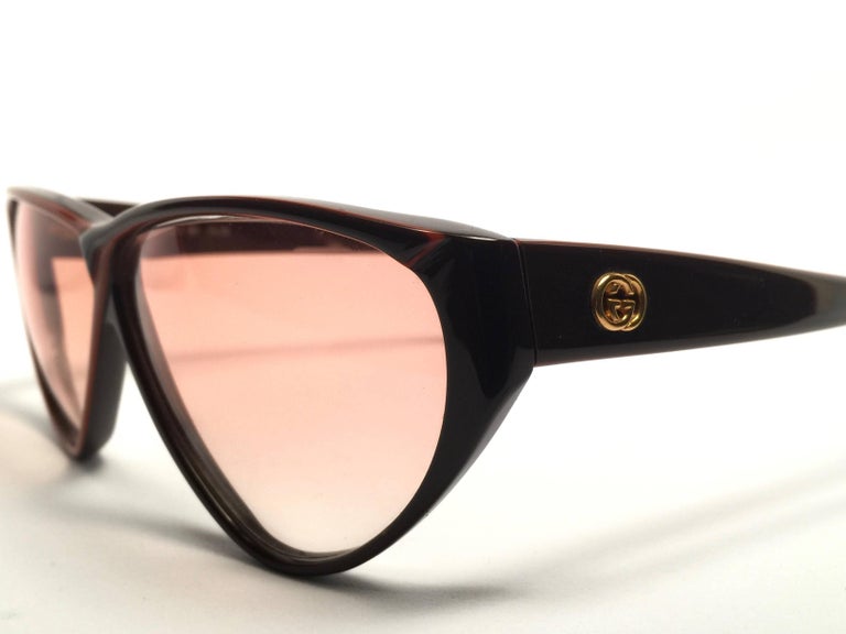 New Vintage Gucci GG Brown and Amber Sunglasses 1980's Made in Italy at  1stDibs