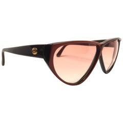New Vintage Gucci GG Brown & Amber Sunglasses 1980's Made in Italy