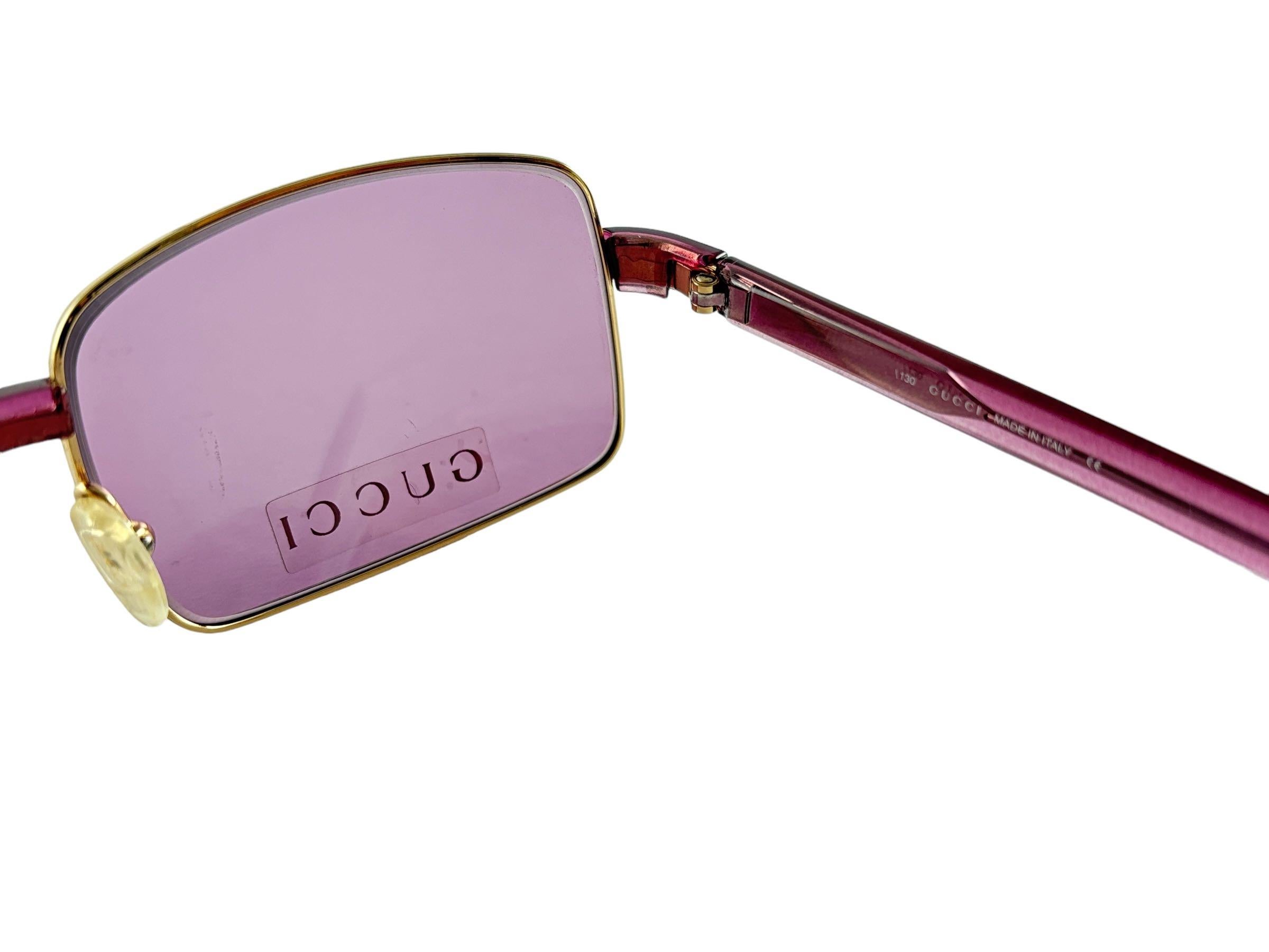New Vintage Gucci GG1378 Rose Sunglasses 1990's Made in Italy Y2K en vente 1