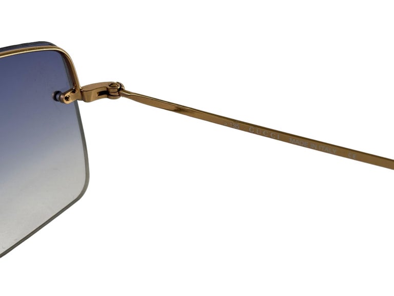 New Vintage Gucci GG1653 Blue Rimless Sunglasses 1990's Made in