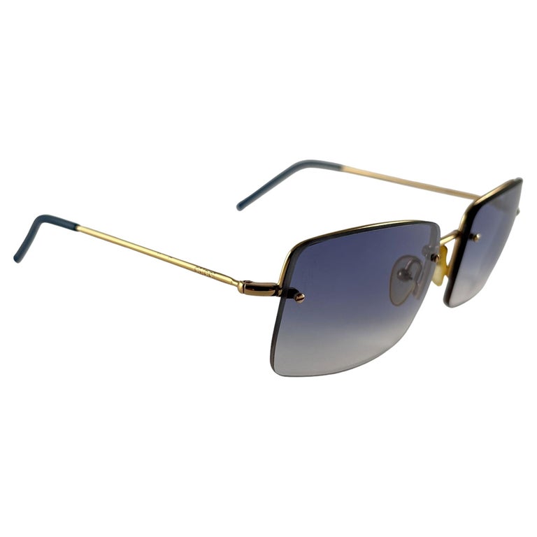 New Vintage Gucci GG1653 Blue Rimless Sunglasses 1990 display picture 1