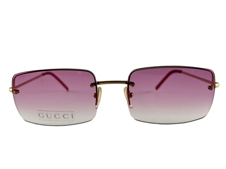 New Vintage Gucci GG1653 Rose Rimless Sunglasses 1990's Made in Italy Y2K