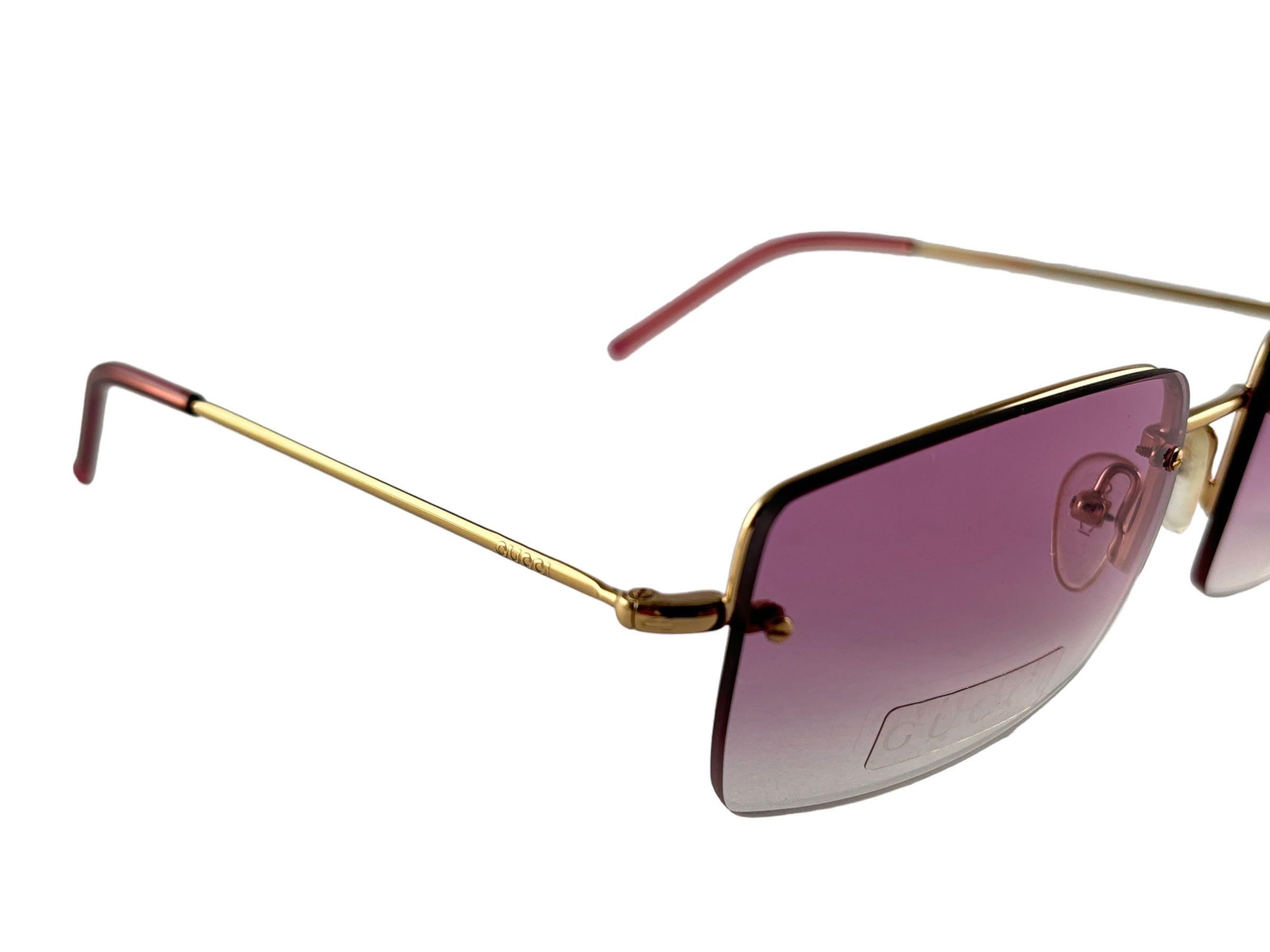 New Vintage Gucci GG1653 Rose Rimless Sunglasses 1990's Made in Italy Y2K Neuf à Baleares, Baleares