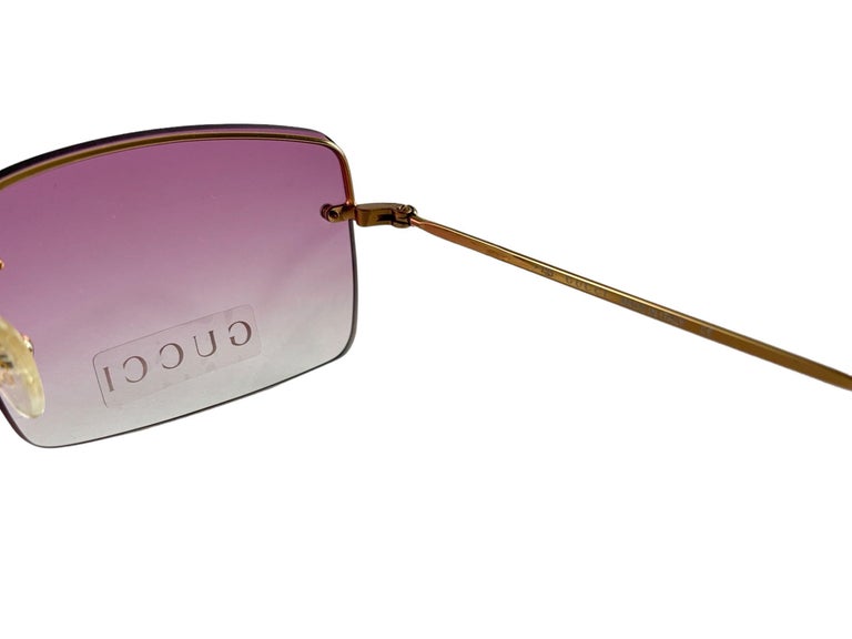 New Vintage Gucci GG1653 Rose Rimless Sunglasses 1990's Made in Italy Y2K