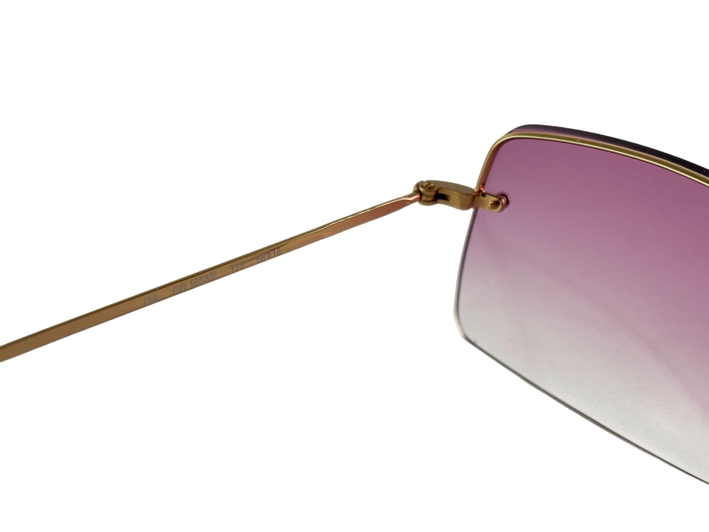 New Vintage Gucci GG1653 Rose Rimless Sunglasses 1990's Made in Italy Y2K 2