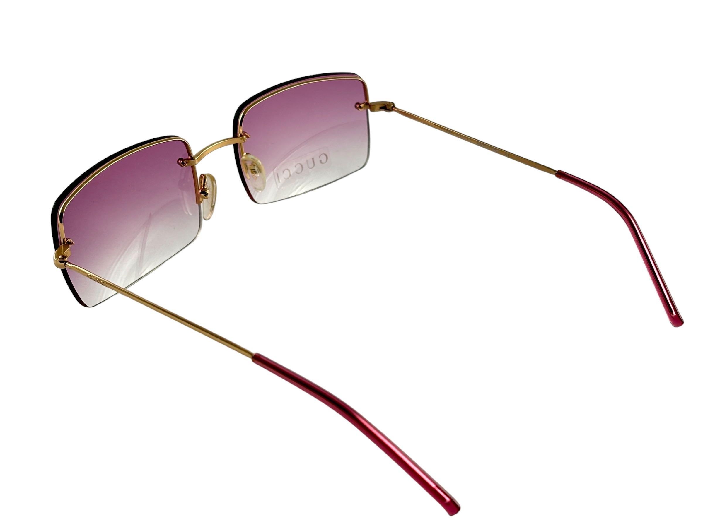 New Vintage Gucci GG1653 Rose Rimless Sunglasses 1990's Made in Italy Y2K 3