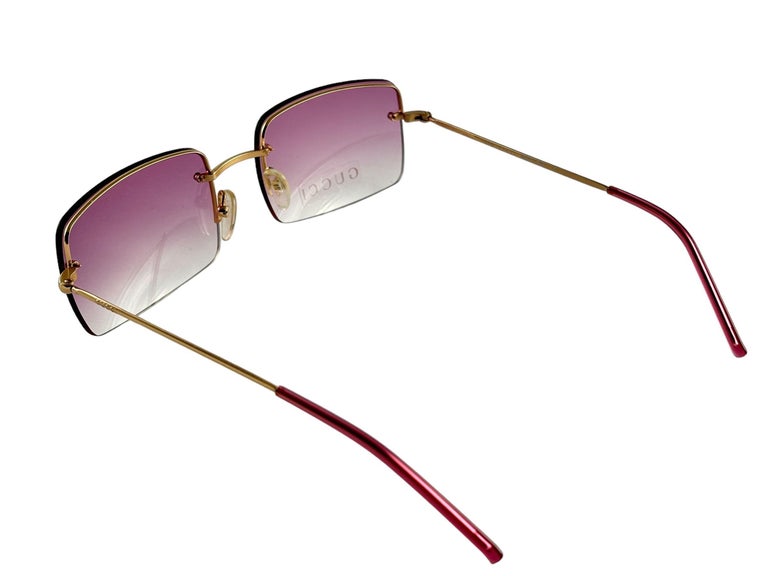 New Vintage Gucci GG1653 Rose Rimless Sunglasses 1990's Made in Italy Y2K