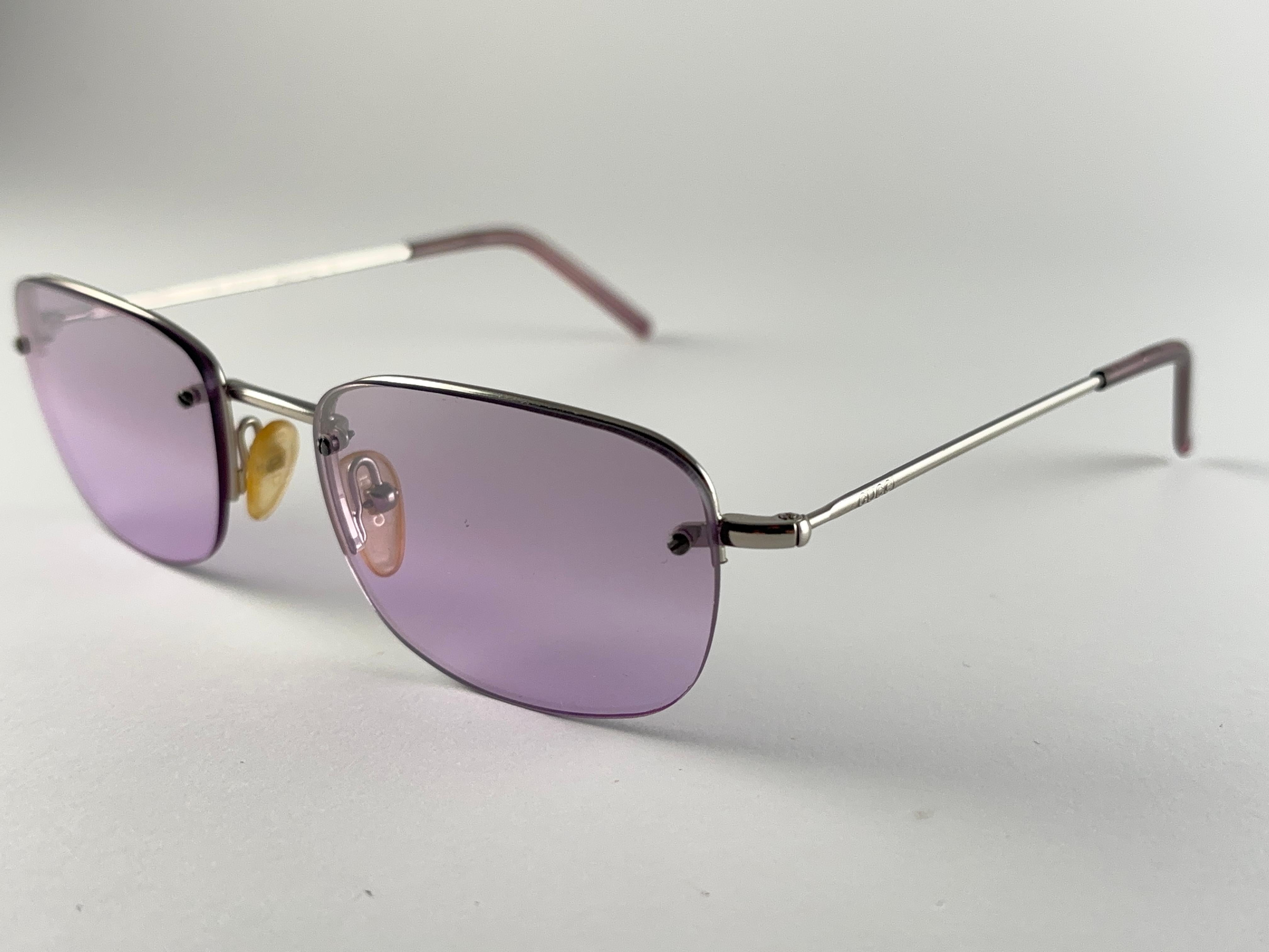 New Vintage Gucci GG1676 Purple Semi Rimless Sunglasses 1990's Made in Italy Y2K Neuf - En vente à Baleares, Baleares