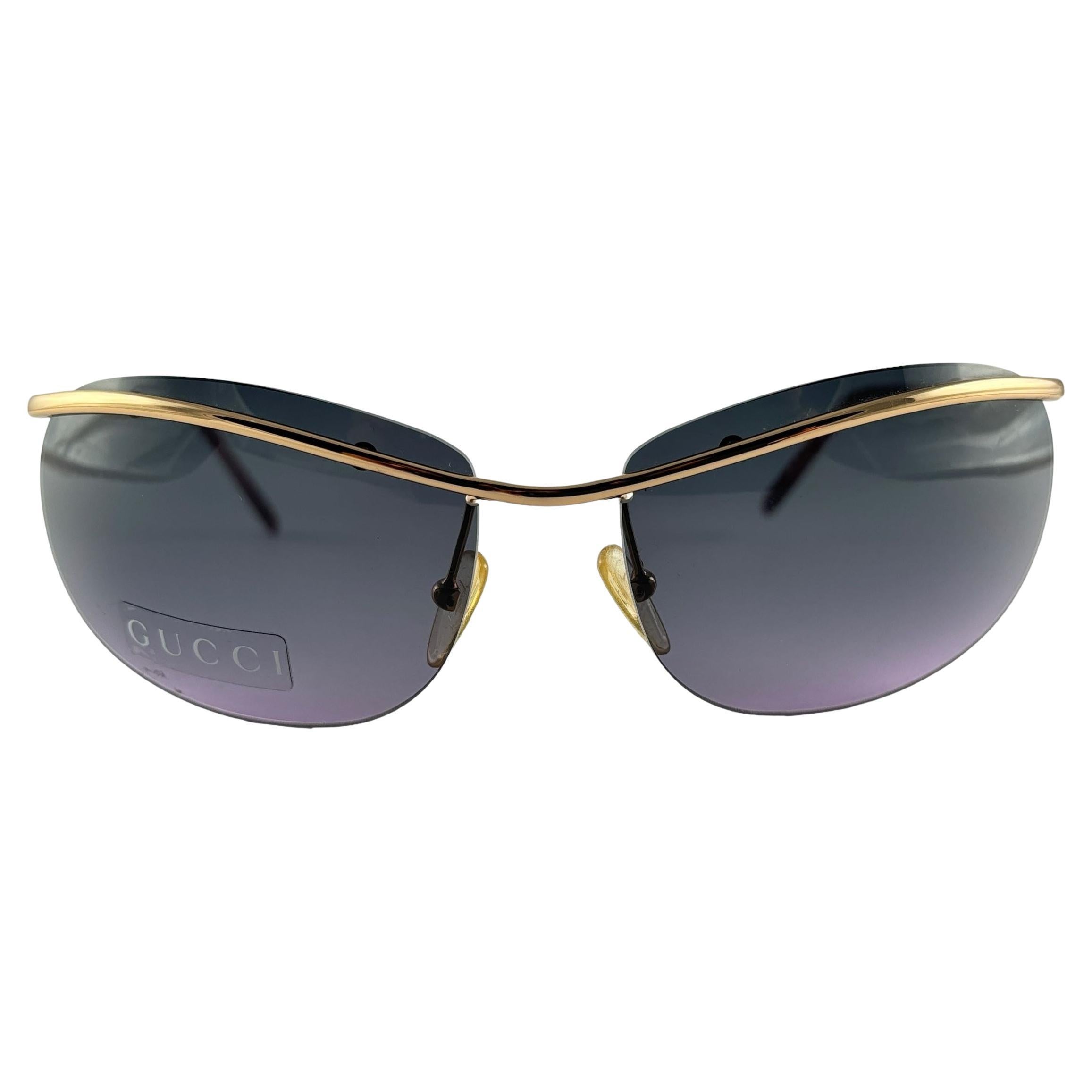 New Vintage Gucci GG2655 Semirimless Sunglasses 1990's Made in Italy Y2K en vente