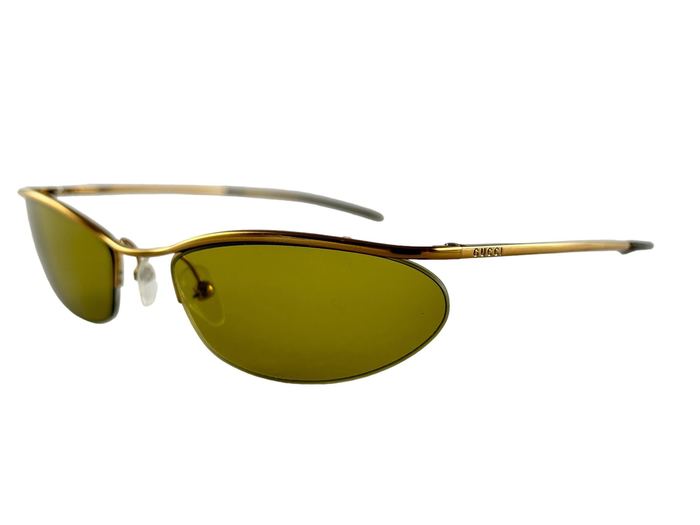 Neu Vintage Gucci GG267 Semirimless Sonnenbrille 1990er Jahre Made in Italy Y2K (Braun)
