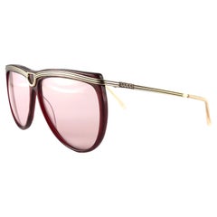Nuovo Occhiali da sole vintage Gucci 2303 Oro e borgogna anni '80 Made in Italy