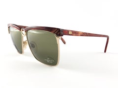 New Vintage Gucci Gold & Marbled 2301/S Accents Sunglasses 1980's Made in Italy