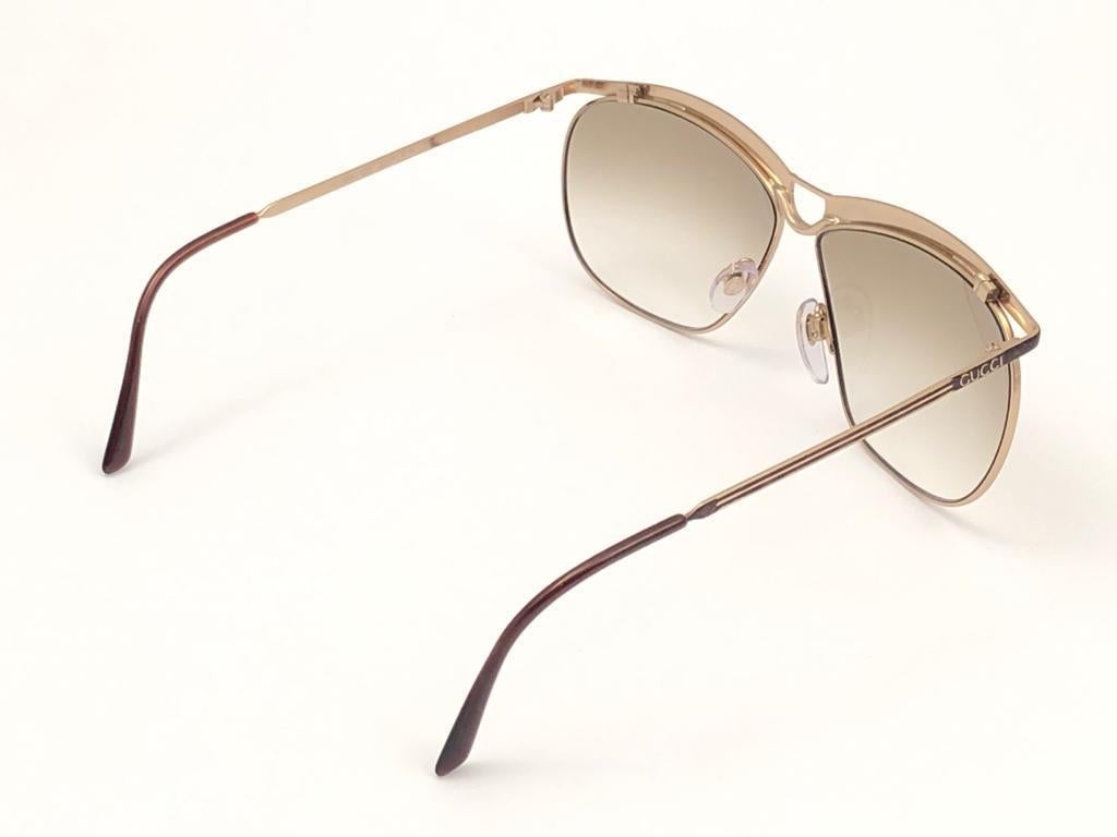 New Vintage Gucci Gold & Marbled Accents Sunglasses 1980's Made in Italy 4