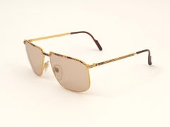 Nuovo Occhiali da sole Gucci vintage con accenti ocra marmorizzati anni '80 Made in Italy
