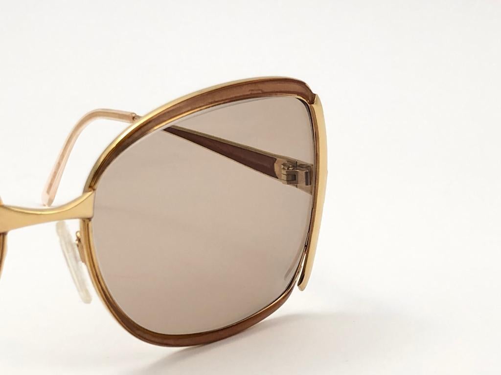 New Vintage Gucci Oversized Gold & Ochre Sunglasses 1990's Made in Italy 1