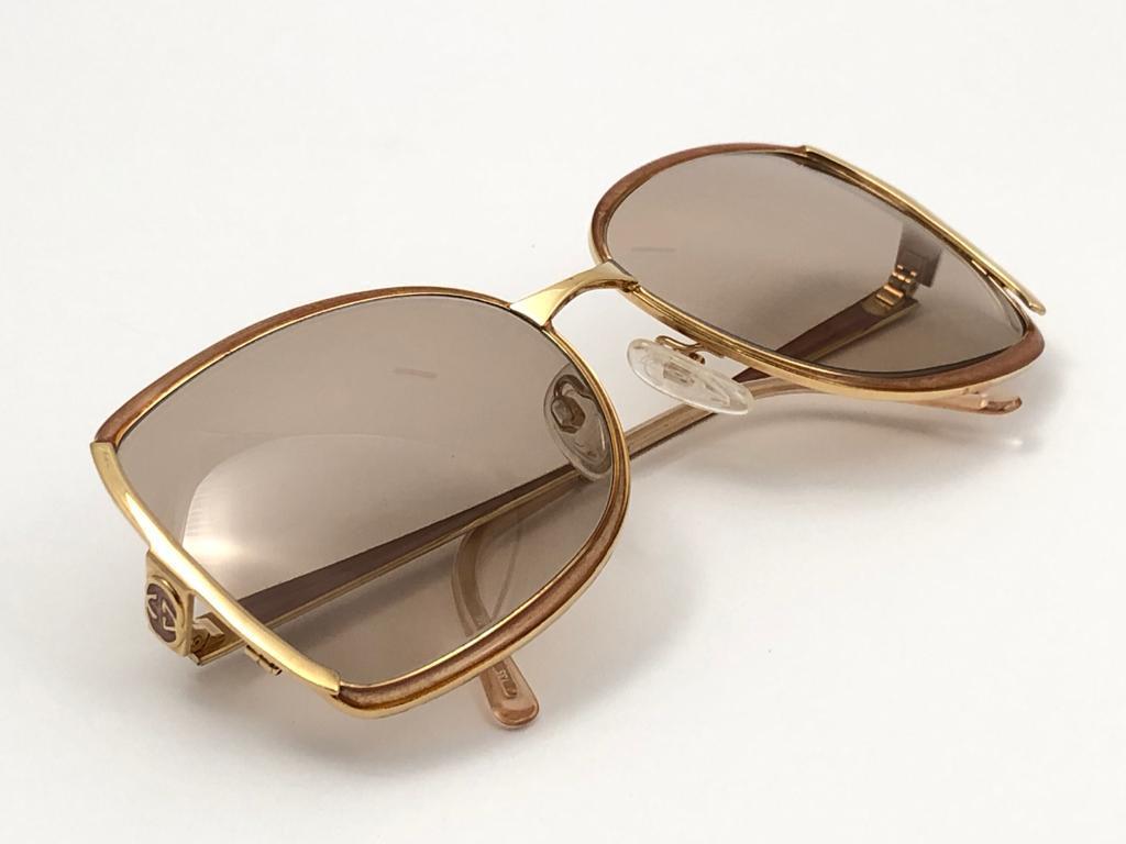 New Vintage Gucci Oversized Gold & Ochre Sunglasses 1990's Made in Italy 2