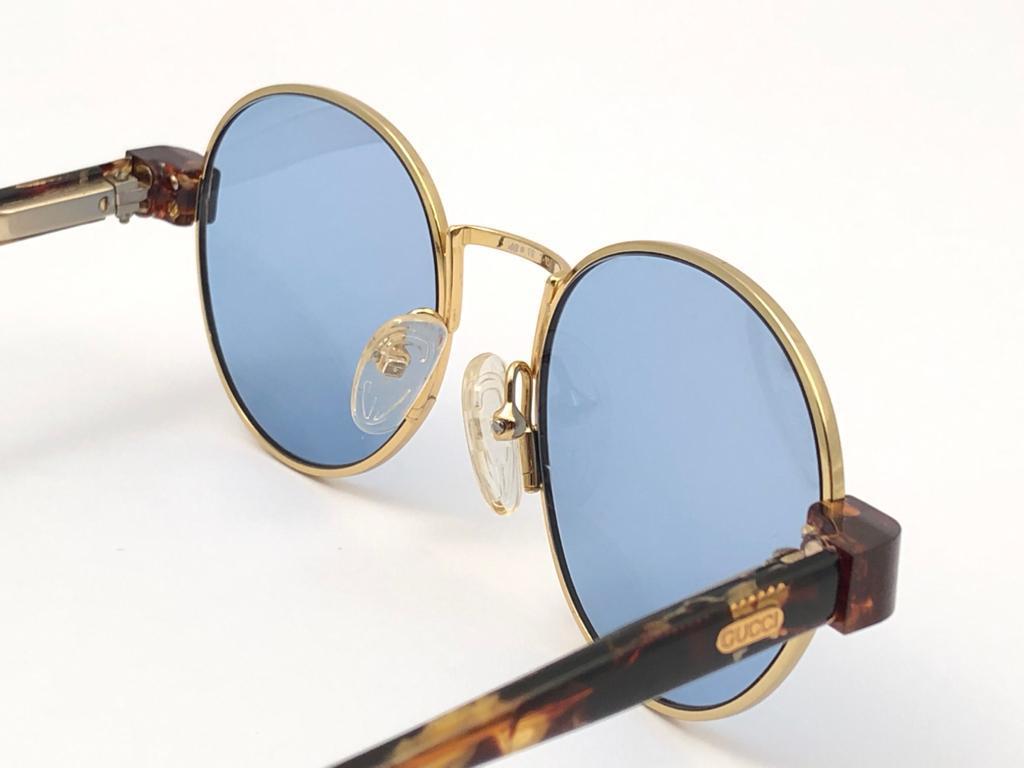 New Vintage Gucci Tortoise & Gold Sunglasses 1980's Made in Italy In New Condition In Baleares, Baleares