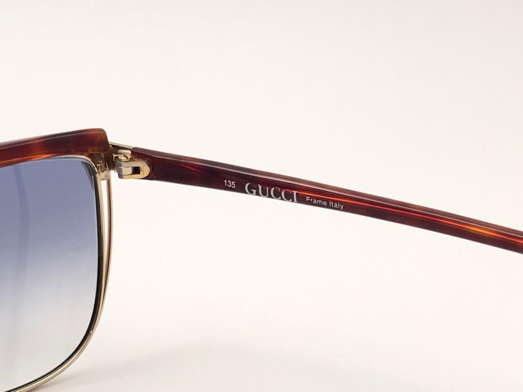 Women's New Vintage Gucci Tortoise & Gold Sunglasses 1980's Made in Italy