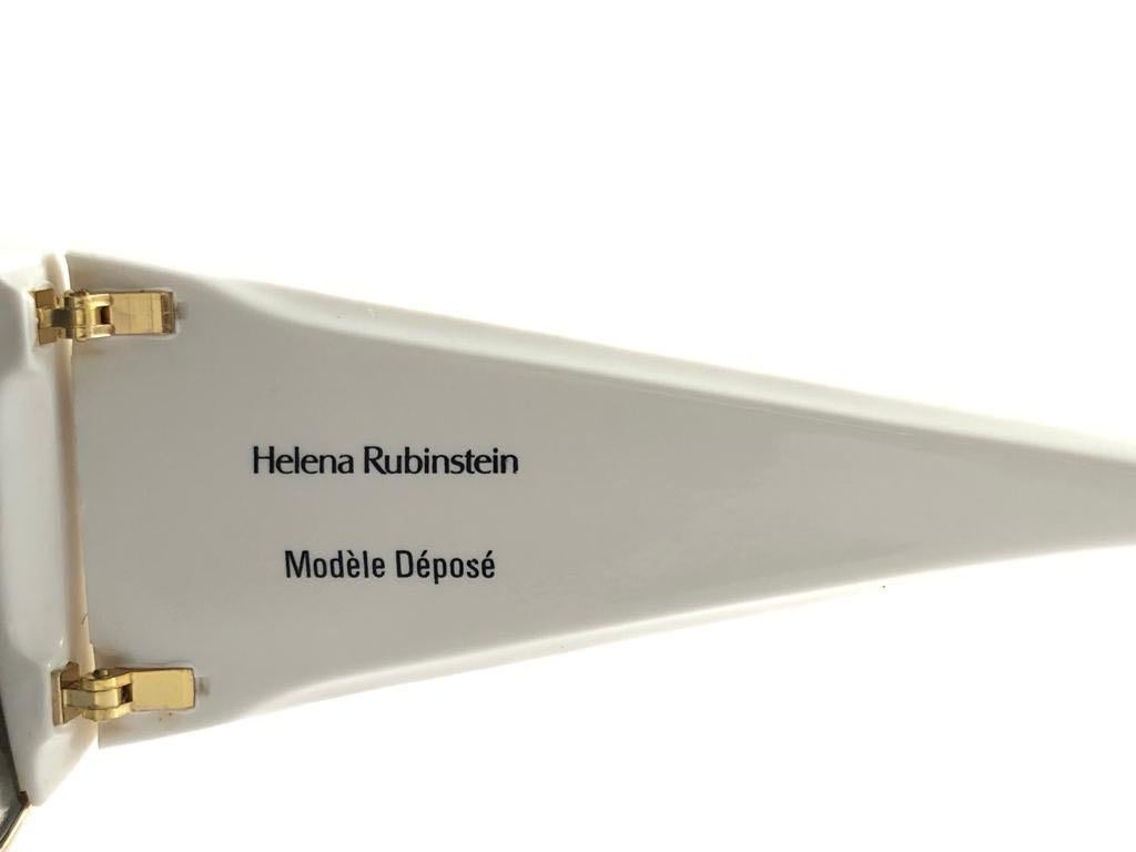 Helena Rubinstein - Lunettes de soleil matelassées blanches et dorées, France, état neuf en vente 3