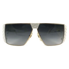 Helena Rubinstein - Lunettes de soleil matelassées blanches et dorées, France, état neuf