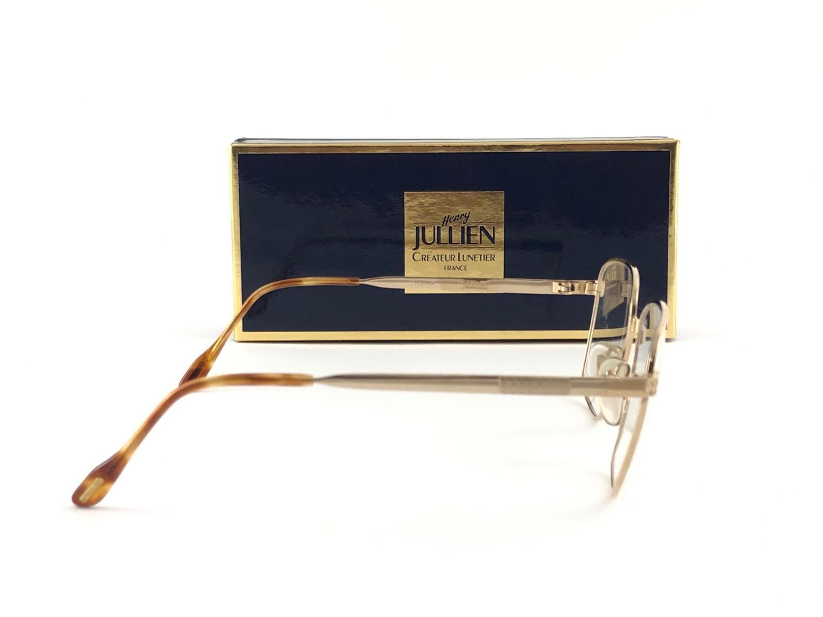 New Vintage Henry Jullien Gold Frame RX Prescription 1990 Sunglasses France In New Condition For Sale In Baleares, Baleares