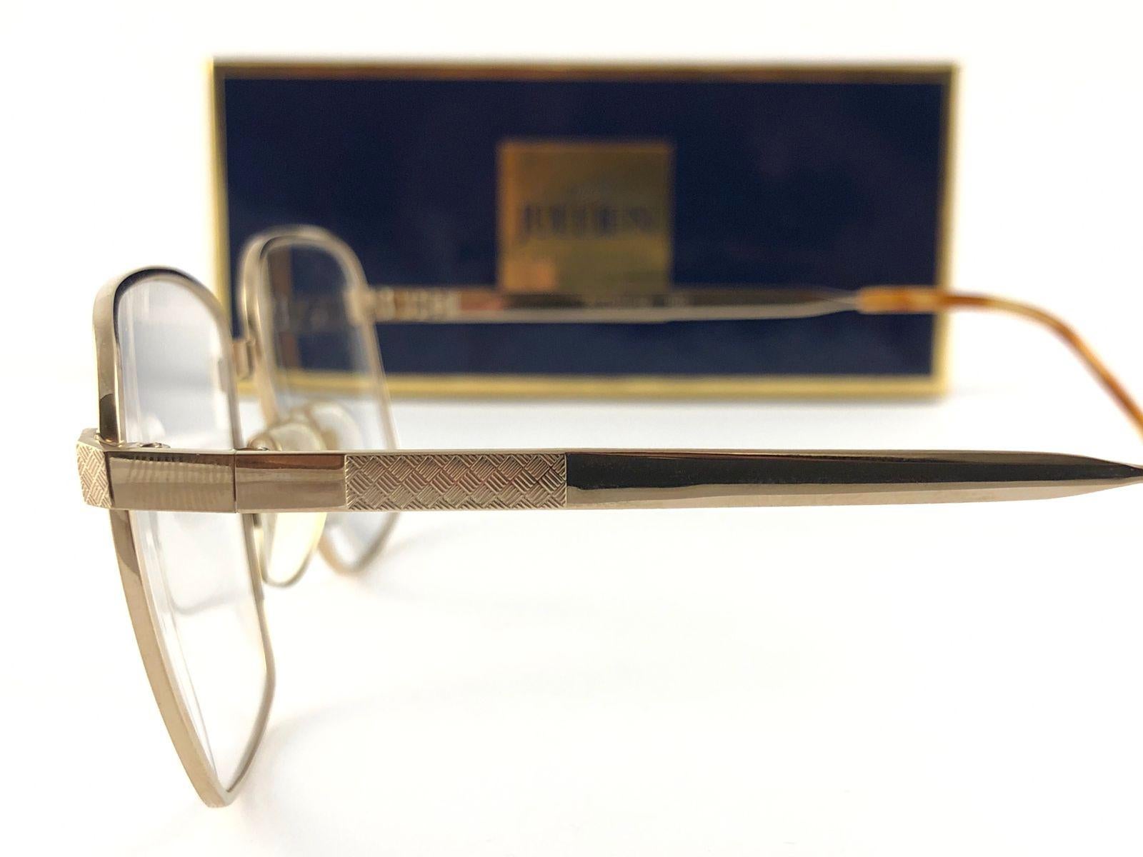 Henry Jullien lunettes de soleil vintage neuves avec monture dorée et inscription RX, France, 1990 Unisexe en vente