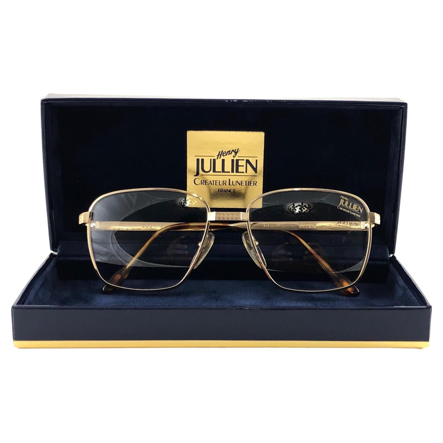 Henry Jullien lunettes de soleil vintage neuves avec monture dorée et inscription RX, France, 1990 en vente