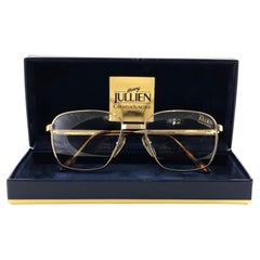 Henry Jullien lunettes de soleil vintage neuves avec monture dorée et inscription RX, France, 1990