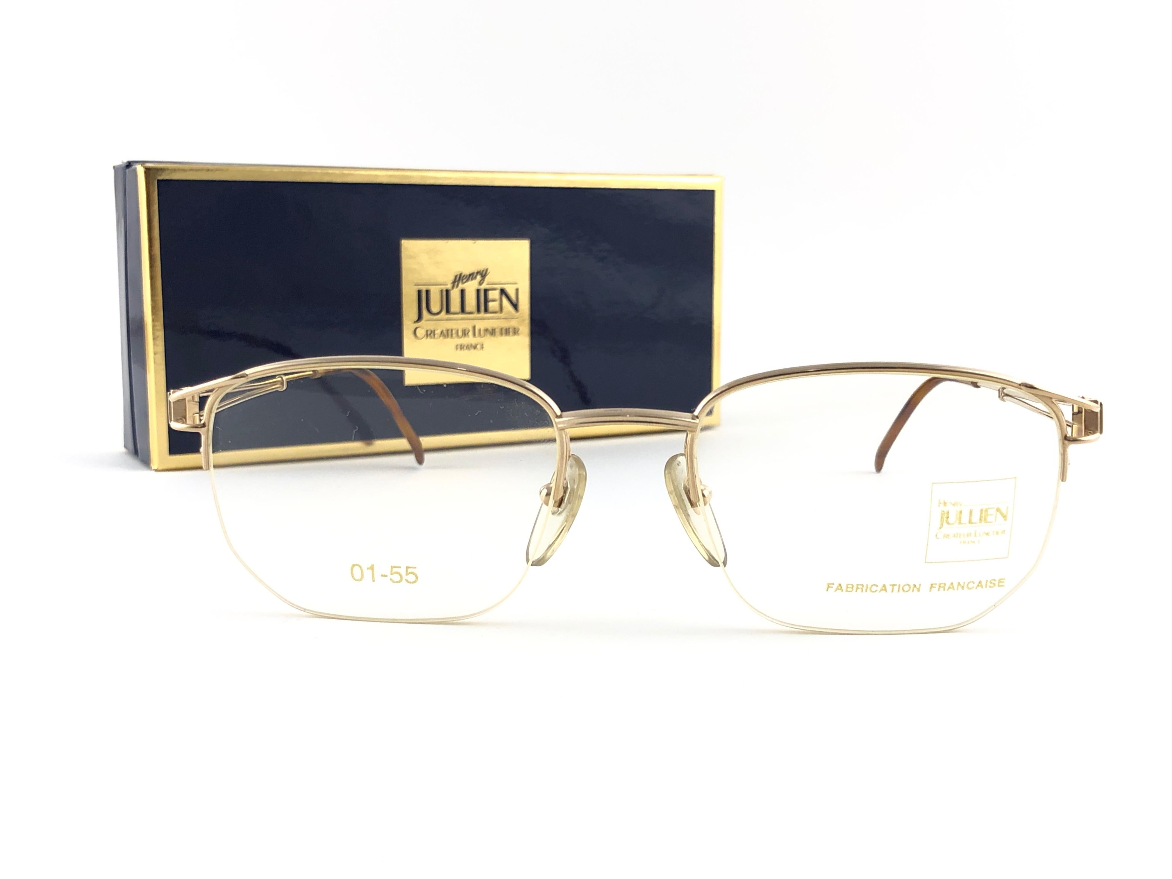 Black New Vintage Henry Jullien Half Frame RX Prescription 1990 Sunglasses France For Sale