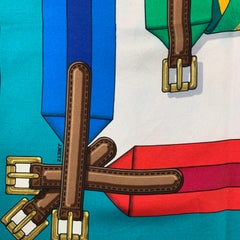 NEW Vintage HERMES Belt print 1985 by Joachim Met Multi-Color Silk Scarf
