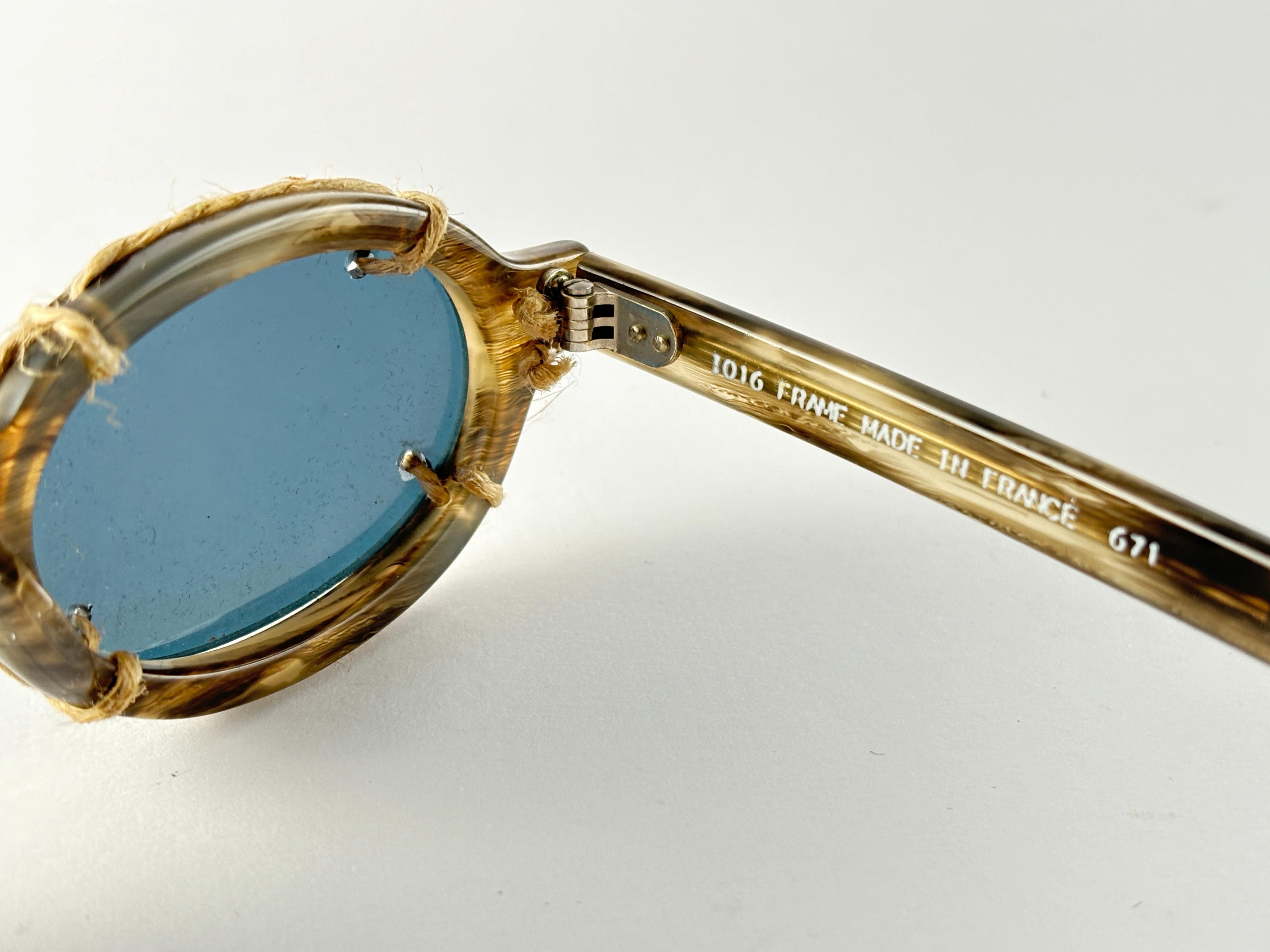 Idc 1016, neu, Vintage  Manila Seilgraue ovale Sonnenbrille 1990er Jahre Frankreich im Angebot 3