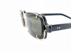 Idc 1017, neu, Vintage  Manila Seil Schwarze rechteckige Sonnenbrille 1990er Jahre Frankreich