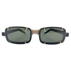 Nuevo Vintage Idc 1017  Manila Rope Gafas de sol rectangulares negras años 90 Francia