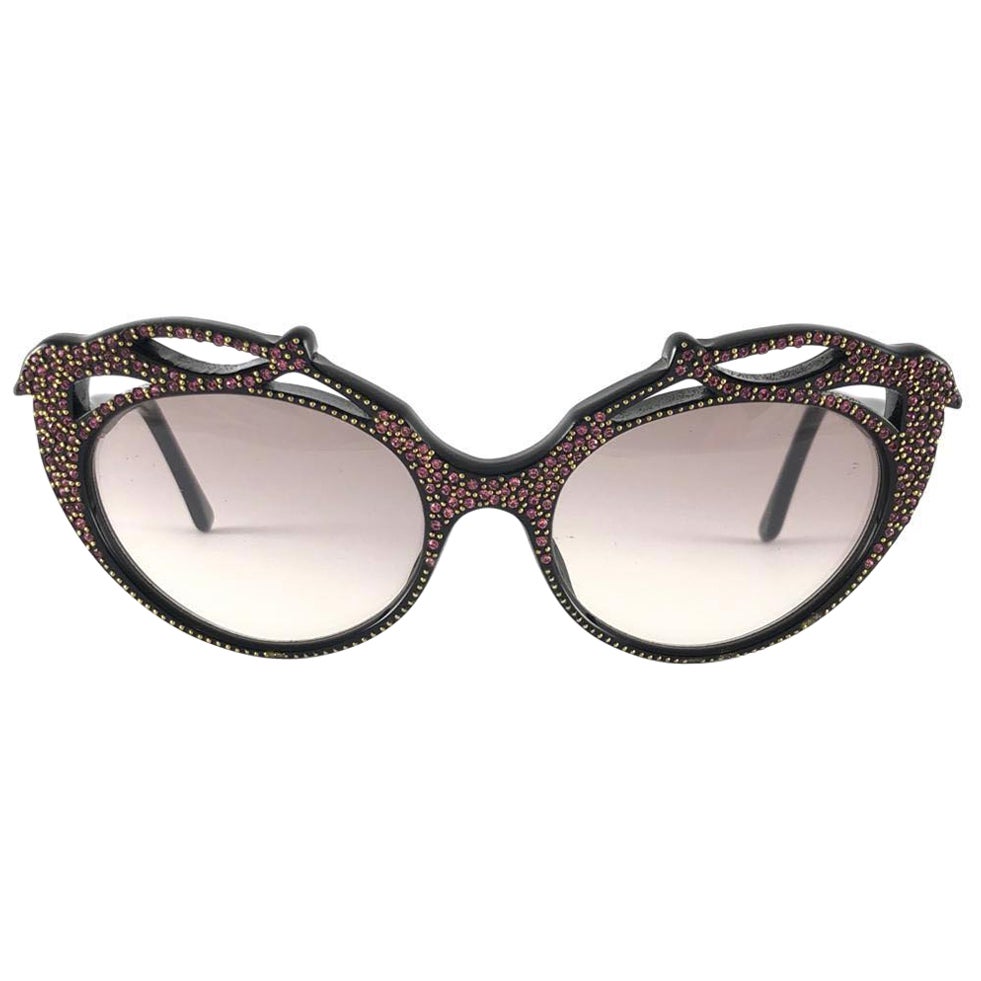 Nuevas gafas de sol Vintage IDC 102 Bird Rhinestones Accented Sunglasses France 1990's