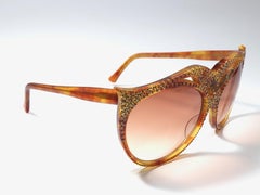 New Vintage IDC 105 Bird Rhinestones Accented Sunglasses France 1990's